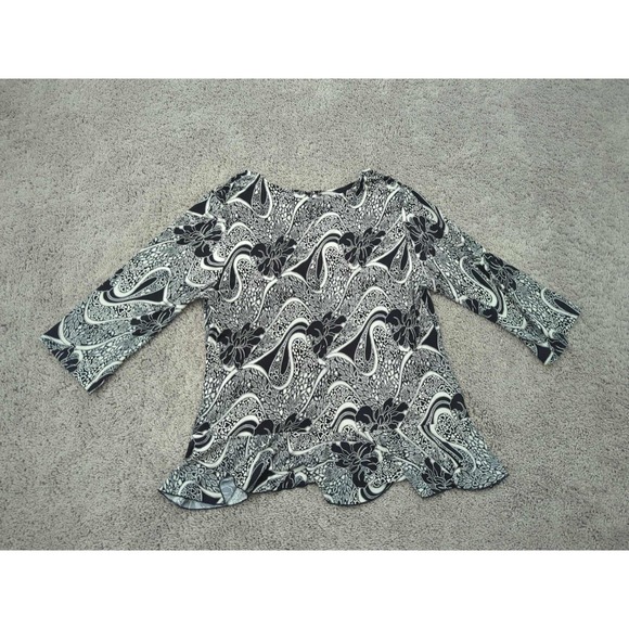 Vintage CDW Woman Womens Medium Black Floral Paisley Eyelet Made In USA - Picture 5 of 6